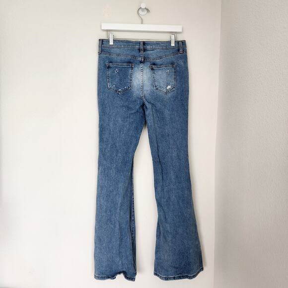 Altar'd State High Waisted Flare Jeans Distressed Ripped Blue Denim Wide Leg 29 - Picture 5 of 10